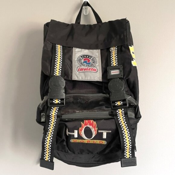 Vintage Invicta Black HOT WORLD Motocross Backpack - Expandable! 🎒 - Picture 1 of 16